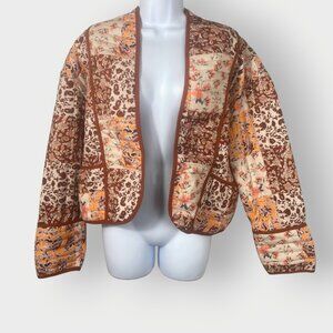 Boho Indie Womens Open Quilted Coat | L | Patchwork | Indie Eclectic